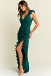 EMERALD CHIFFON WRAP DRESS