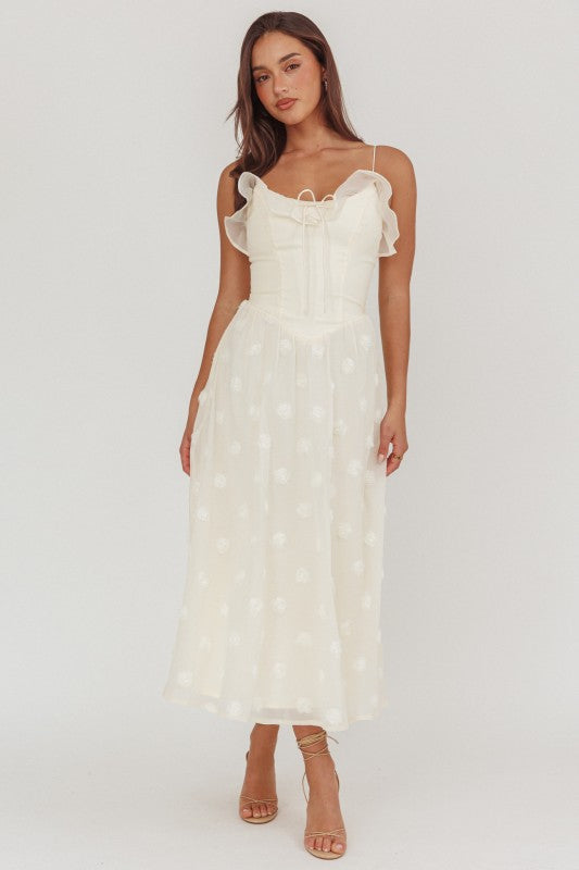 CORSET IVORY EMBELLISHED MIDI LARGE