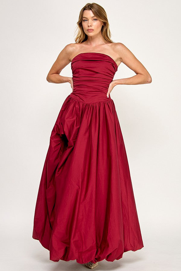 POPLIN STRAPLESS GOWN