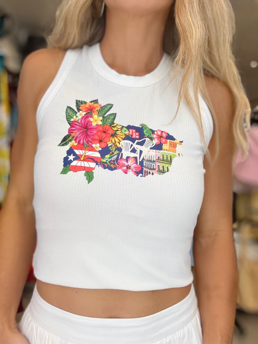 LINDA CAMERA PRINT TANK TOP