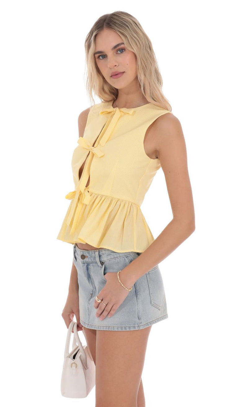PINSTRIPE YELLOW PEPLUM TOP