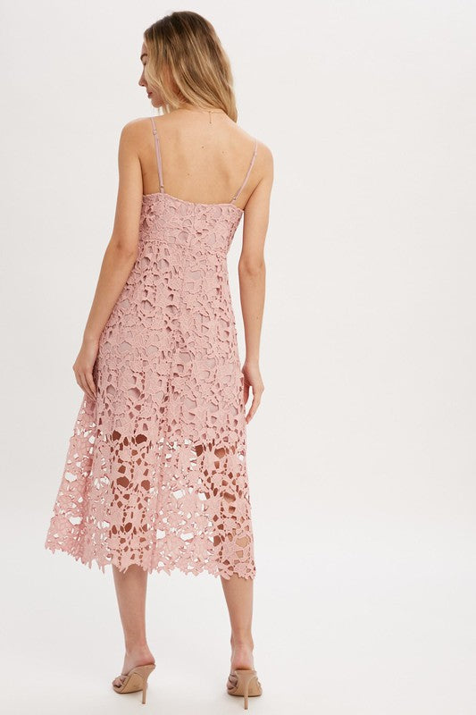 ROSE CROCHET LACE MIDI DRESS