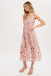 ROSE CROCHET LACE MIDI DRESS