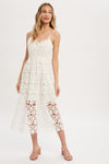 WHITE CROCHET LACE MIDI DRESS