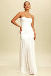 WHITE TUBE SHIRRED CHIFFON DRESS