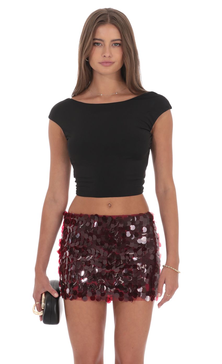 MAROON CIRCLE SEQUIN SKIRT