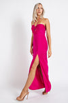 FUSCHIA SATIN KEY HOLE MAXI