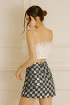 SEQUIN CHECKERED MINI SKIRT