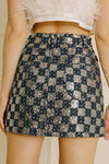 SEQUIN CHECKERED MINI SKIRT