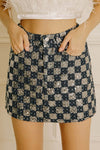 SEQUIN CHECKERED MINI SKIRT