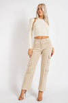 CREAM CORDUROY CARGO PANTS