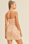 PEACH GLITTER EMBROIDERED DRESS