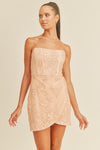PEACH GLITTER EMBROIDERED DRESS