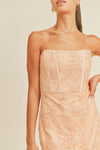 PEACH GLITTER EMBROIDERED DRESS