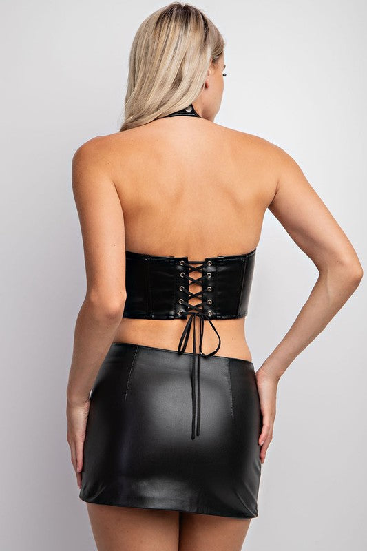 BLACK HALTER CORSET