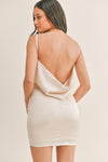 IVORY DRAPED OPEN BACK SATIN MINI