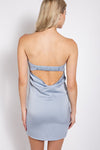 SATIN FRONT DETAIL STRAPLESS MIN IDRESS