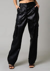 BLACK PLEATHER CARGO PANTS