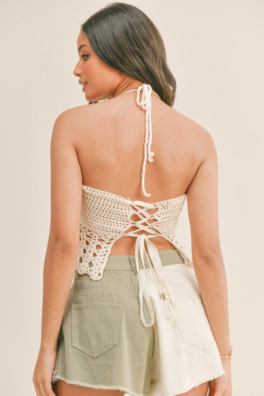 CREAM CROCHET TOP