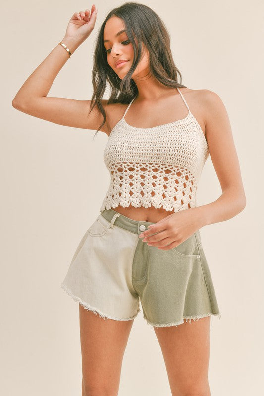 CREAM CROCHET TOP
