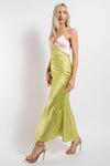 PINK LIME COLOR BLOCK MAXI
