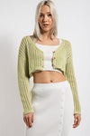 LIME CROCHET CROP CARDIGAN