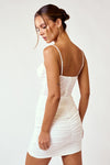WHITE CORSET DETAIL SLEEVELESS MESH DRESS