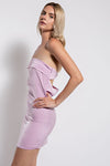 SATIN FRONT DETAIL STRAPLESS MIN IDRESS