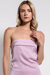SATIN FRONT DETAIL STRAPLESS MIN IDRESS