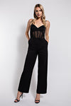 WAIST MESH DETAIL CORSET JUMPSUIT