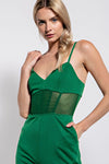 WAIST MESH DETAIL CORSET JUMPSUIT