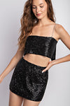 SEQUINS FABRIC TANK CROP TOP
