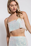 SEQUINS FABRIC TANK CROP TOP