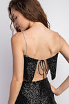 SEQUINS FABRIC TANK CROP TOP