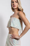 SEQUINS FABRIC TANK CROP TOP