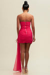 FUSCHIA CHIFFON DRAPE DRESS