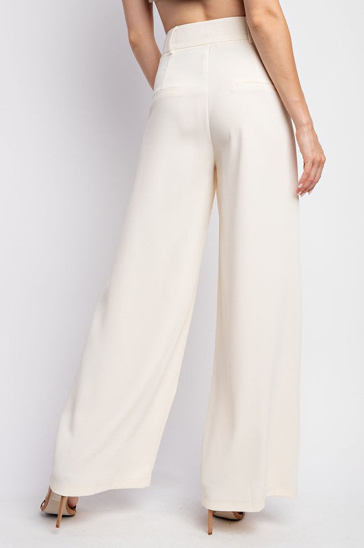 IVORY PLEATED PANTS