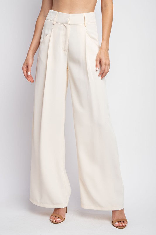 IVORY PLEATED PANTS