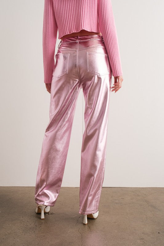 AVIANA PINK METALLIC PANTS