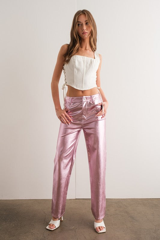 AVIANA PINK METALLIC PANTS