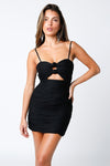 BLACK KEYHOLE RUCHED MINI