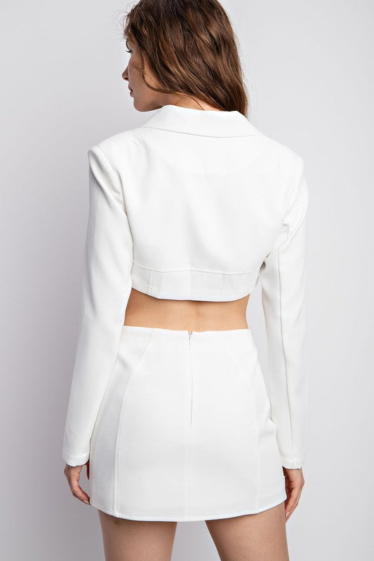 WHITE CORSET CROP JACKET
