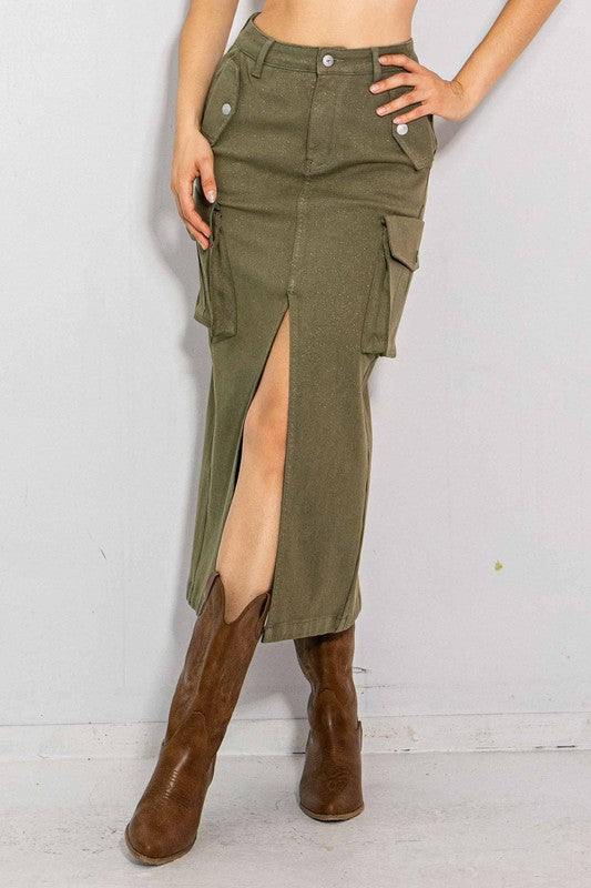 CARGO OLIVE SKIRT