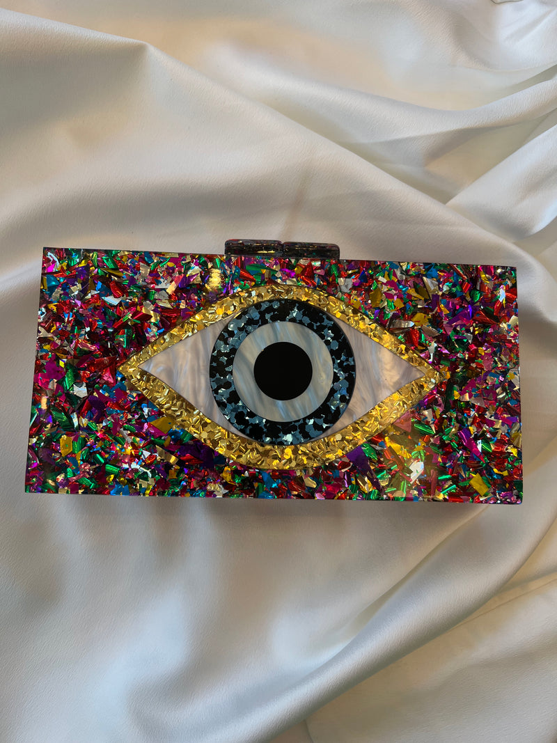 EVIL EYE METALLIC CLUTCH