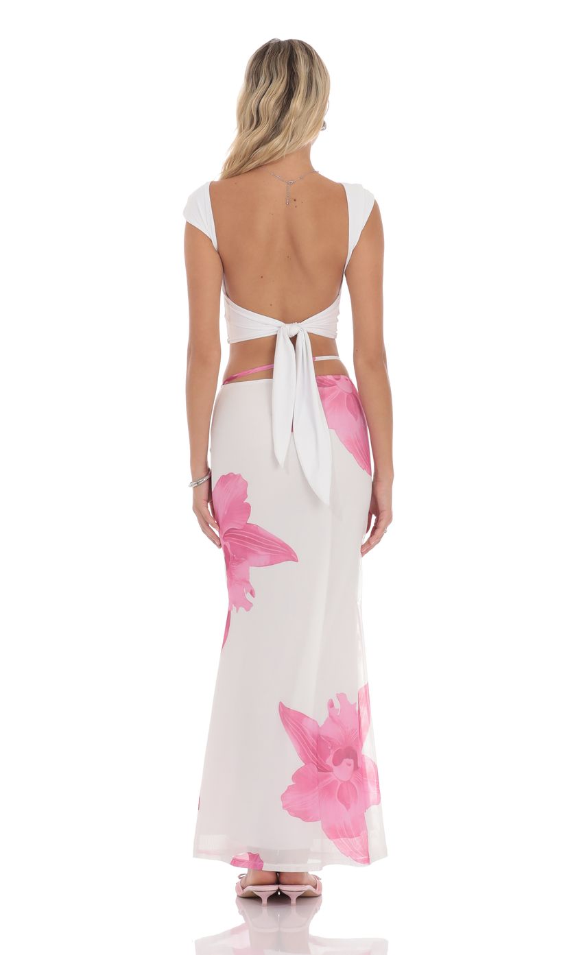 MESH PINK FLOWER MAXI SKIRT