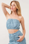 SEQUIN DENIM CROP TOP