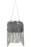 RHINESTONE FRINGE CLUTCH BAG