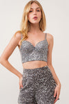 SEQUIN VELVET CROPPED BUSTIER