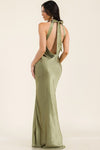 OLIVE HALTER SATIN GIWN