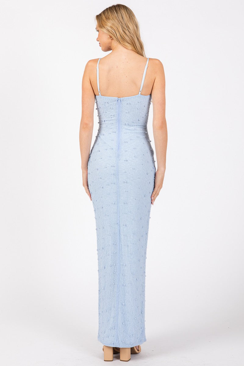 EMBELLISHED BANDEAU MIDI DRESS